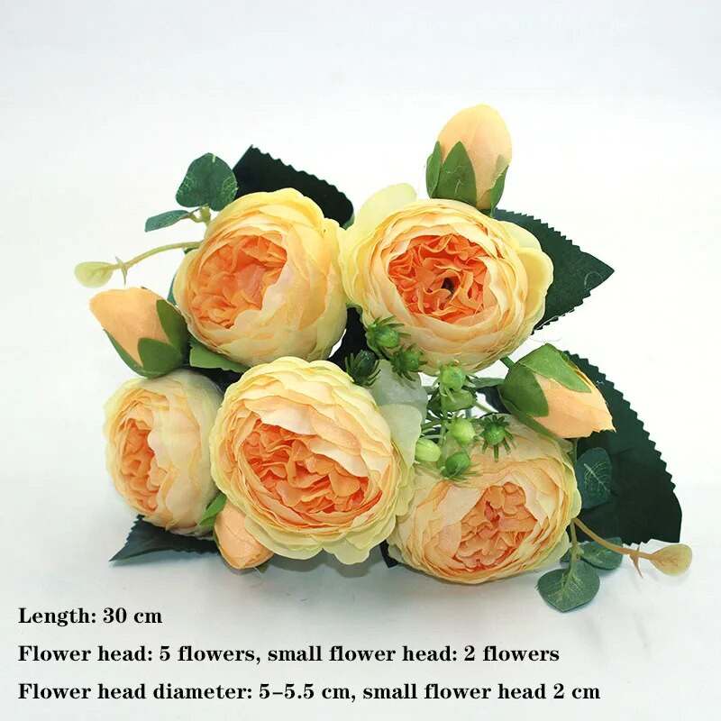 Geltona veislė rudens netikra arbata rožė bijūnas šilkinė gėlė rudens gerbera ramunė netikra gėlė plastikinė "pasidaryk pats" vestuvių namų aksesuarai