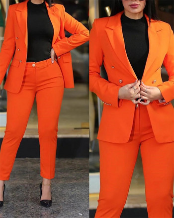 Βουργουνδία Γυναικείο Σετ Παντελόνι Blazers 2023 Νέο σε Casual Business Γυναικείο παλτό Παντελόνι Κομψό Επίσημο Γυναικείο Σετ 2 τεμαχίων