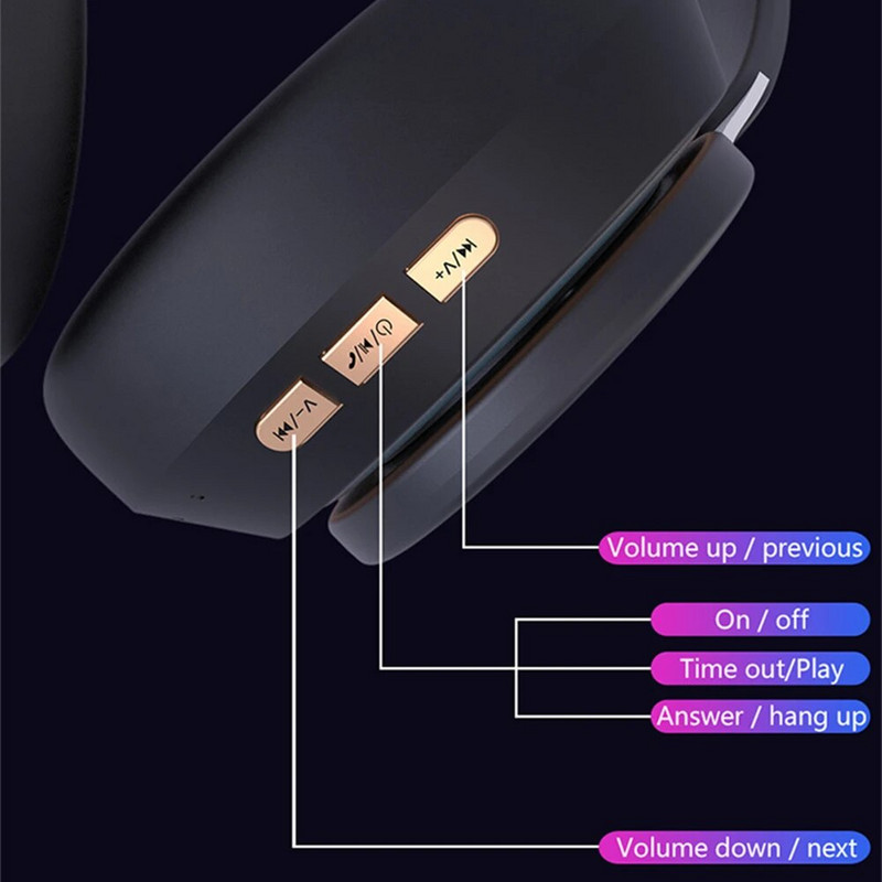 Slušalice za igru Bluetooth 5.0 sklopive bežične slušalice jaki bas HIFI TF kartica 3,5 mm žičane slušalice za pametni telefon računalo računalo