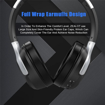 Слушалки ZEALOT B26T Bluetooth стерео безжични слушалки Геймърски слушалки с поддръжка на микрофон TF карта за компютър xiaomi телефон