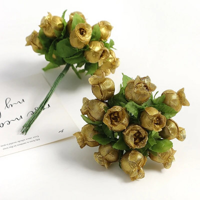 12 tk/partii siidiroos kunstlillede kimp Kodukaunistuseks mõeldud võltslilled jõulupeo pulmakaunistus pärja tarvikud