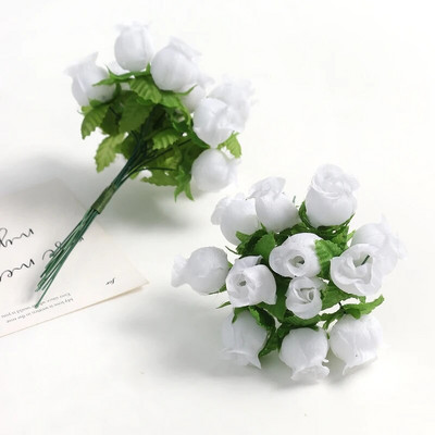 12 tk/partii siidiroos kunstlillede kimp Kodukaunistuseks mõeldud võltslilled jõulupeo pulmakaunistus pärja tarvikud