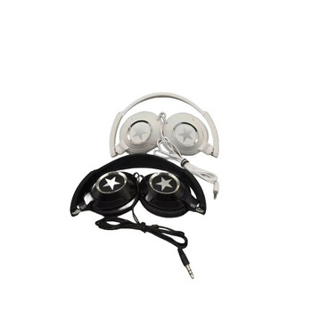 1 компютър регулируеми слушалки за уши Черно бели сгъваеми кабелни слушалки за мобилен телефон/таблет/компютър/компютър