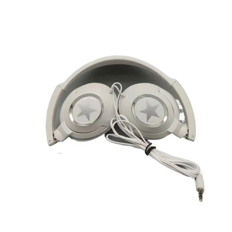 1 PC podesive slušalice preko uha Crno-bijele sklopive žičane slušalice za mobilni telefon/tablet/PC/računalo