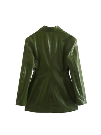 Σετ παντελονιών Traf για Γυναικεία PU Blazer Suit Fashion Two Pieces Σετ για Γυναικεία Faux Leather Γυναικεία ρούχα Γυναικεία σετ Balzer
