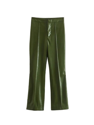 Traf kompleti hlača za žene PU sako odijelo Modni dvodijelni setovi za žene od umjetne kože Odjevne kombinacije za uredske dame Ženski balzer setovi