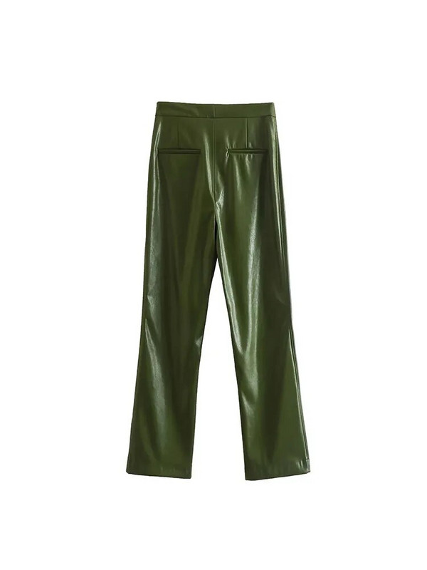 Traf kompleti hlača za žene PU sako odijelo Modni dvodijelni setovi za žene od umjetne kože Odjevne kombinacije za uredske dame Ženski balzer setovi