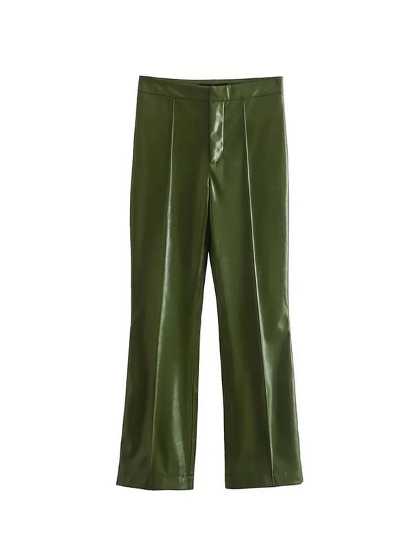 Traf kompleti hlača za žene PU sako odijelo Modni dvodijelni setovi za žene od umjetne kože Odjevne kombinacije za uredske dame Ženski balzer setovi