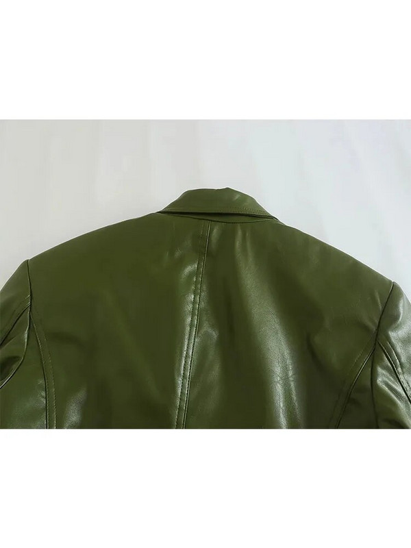 Traf kompleti hlača za žene PU sako odijelo Modni dvodijelni setovi za žene od umjetne kože Odjevne kombinacije za uredske dame Ženski balzer setovi