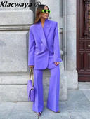 Klacwaya Žensko odijelo Blazer Odijela s hlačama Ženski komplet 2022. Žensko 2-dijelno žensko uredsko odijelo Hlače visokog struka