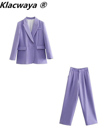 Klacwaya γυναικείο κοστούμι Blazer Παντελόνι για γυναίκες 2022 Σετ Γυναικείο 2 τεμάχια Γυναικείο κοστούμι γραφείου Ψηλόμεσο παντελόνι