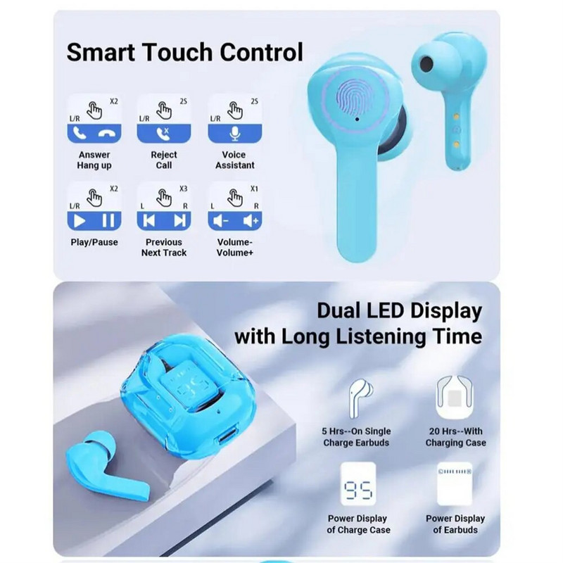 Bežične slušalice 20H slušalice LED digitalni zaslon s kućištem za punjenje za pametni telefon Prijenosno računalo