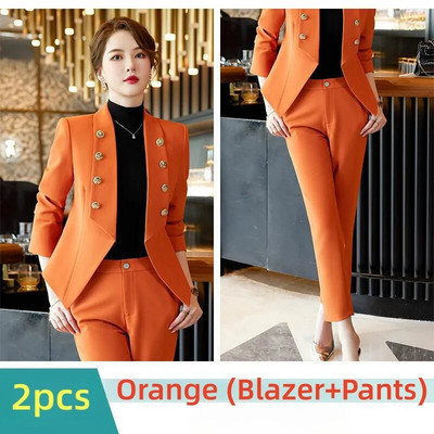 2023 Jesen Zima Žensko formalno odijelo s hlačama Komplet od 2 komada Ženska plava kaki plava ženska poslovna radna odjeća Sako i hlače