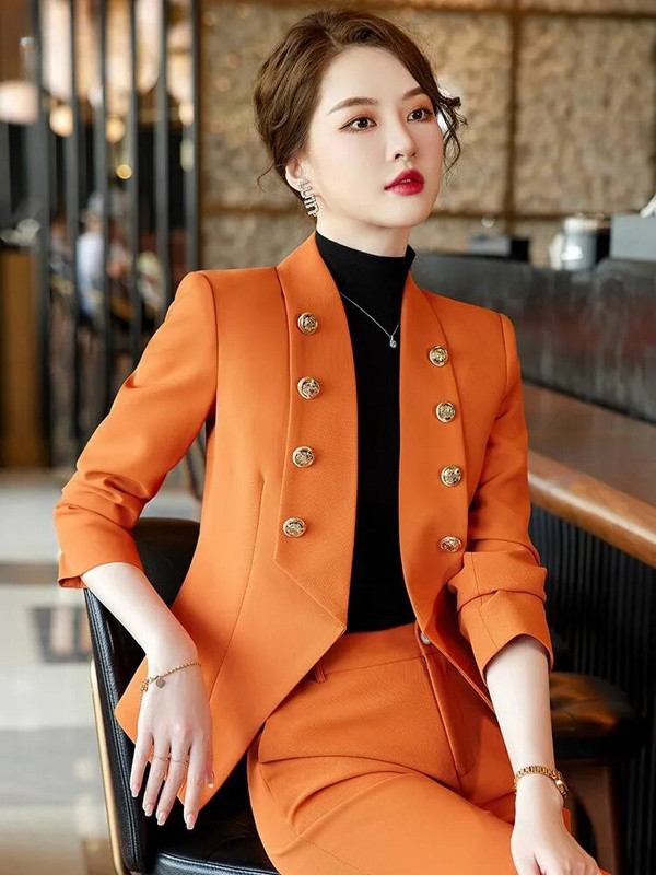 2023 Jesen Zima Žensko formalno odijelo s hlačama Komplet od 2 komada Ženska plava kaki plava ženska poslovna radna odjeća Sako i hlače