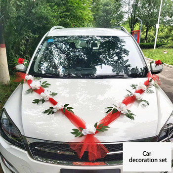 Αυτοκίνητο γάμου εμπρός λουλούδι Διακόσμηση Τεχνητό λουλούδι γιρλάντα για πάρτι γάμου Αξεσουάρ διακοπών Προσομοίωση Τριαντάφυλλο Μπροστινό Λουλούδι