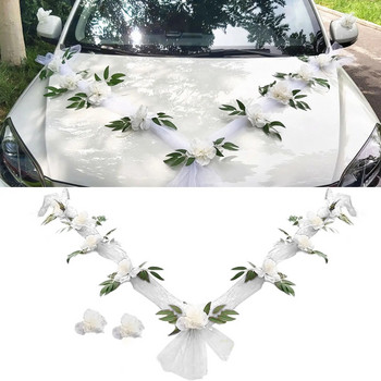 Αυτοκίνητο γάμου εμπρός λουλούδι Διακόσμηση Τεχνητό λουλούδι γιρλάντα για πάρτι γάμου Αξεσουάρ διακοπών Προσομοίωση Τριαντάφυλλο Μπροστινό Λουλούδι