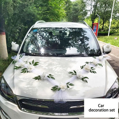 Prednji cvjetni ukras za svadbeni automobil Vjenac od umjetnog cvijeća za vjenčanje Simulacija blagdanskih dodataka Prednji cvijet ruže