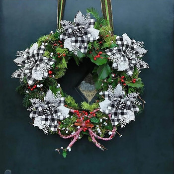 10 τμχ Glitter τεχνητά Χριστουγεννιάτικα λουλούδια Χριστουγεννιάτικα ψεύτικα λουλούδια Διακόσμηση χριστουγεννιάτικου δέντρου Navidad Πρωτοχρονιάτικα στολίδια Διακόσμηση σπιτιού
