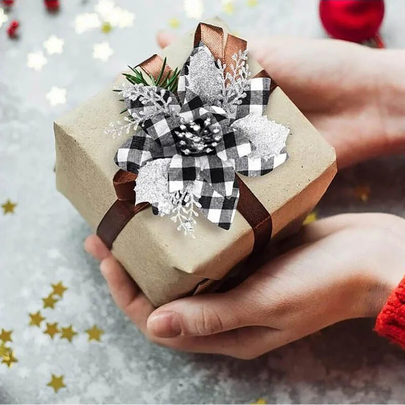 10 vnt Blizgučiai Dirbtinės kalėdinės gėlės Kalėdinės netikros gėlės Kalėdų eglutės dekoravimas Navidad vakarėlio Naujųjų metų papuošalai Namų dekoras