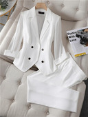 Elegantni ženski kompleti od 2 komada Bule bijeli crni kardigan sako sa do pola rukava + kompleti hlača Uredska ženska svečana radna odjeća Poslovni set