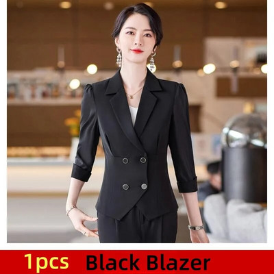 Elegantni ženski kompleti od 2 komada Bule bijeli crni kardigan sako sa do pola rukava + kompleti hlača Uredska ženska svečana radna odjeća Poslovni set