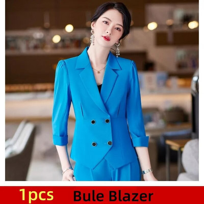 Elegantni ženski kompleti od 2 komada Bule bijeli crni kardigan sako sa do pola rukava + kompleti hlača Uredska ženska svečana radna odjeća Poslovni set