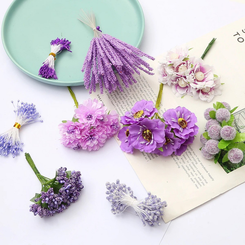 6-90 tk lilla hübriid kunstlillede kirsi tolmumarjade kimp meisterdamise kook jõulude pulmakaunistused käsitööpärja tarvikud