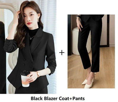 Alkalmi Elegáns nadrágkosztümök Blézerek Női Női Üzleti Irodai Munkaruházat Professzionális nadrágkosztümök Női nadrág szett
