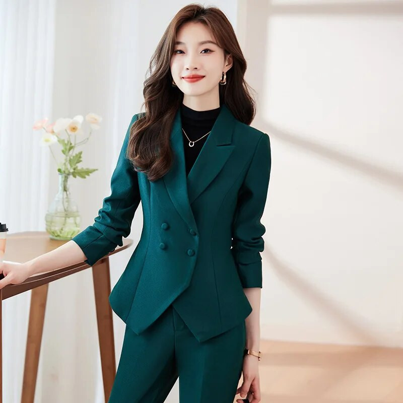 Alkalmi Elegáns nadrágkosztümök Blézerek Női Női Üzleti Irodai Munkaruházat Professzionális nadrágkosztümök Női nadrág szett