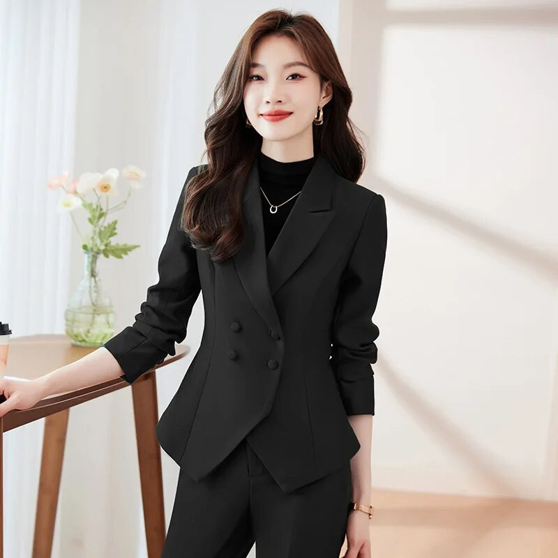 Alkalmi Elegáns nadrágkosztümök Blézerek Női Női Üzleti Irodai Munkaruházat Professzionális nadrágkosztümök Női nadrág szett