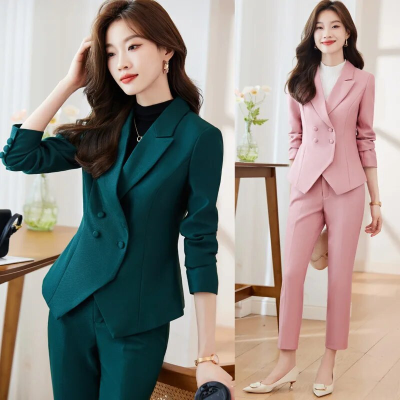 Alkalmi Elegáns nadrágkosztümök Blézerek Női Női Üzleti Irodai Munkaruházat Professzionális nadrágkosztümök Női nadrág szett