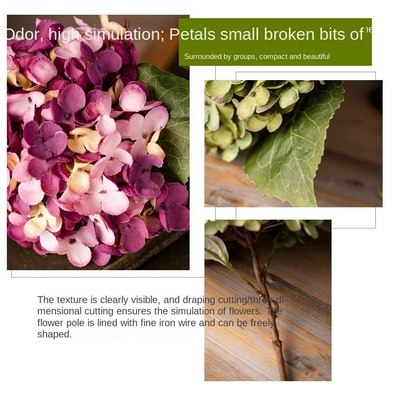 Simulacija cvijeta retro hortenzija dekoracija vjenčanja dom dnevna soba zidna dekoracija rekviziti za fotografije lažno cvijeće