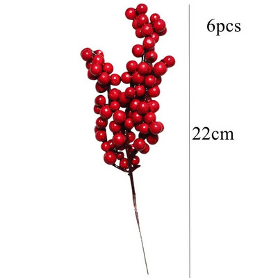 6 komada Umjetne božićne bobice Crvene pjenaste bobice Više vrsta grana za DIY Božićni vijenac Ukrasi za božićno drvce