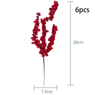 6 komada Umjetne božićne bobice Crvene pjenaste bobice Više vrsta grana za DIY Božićni vijenac Ukrasi za božićno drvce