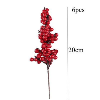6 komada Umjetne božićne bobice Crvene pjenaste bobice Više vrsta grana za DIY Božićni vijenac Ukrasi za božićno drvce