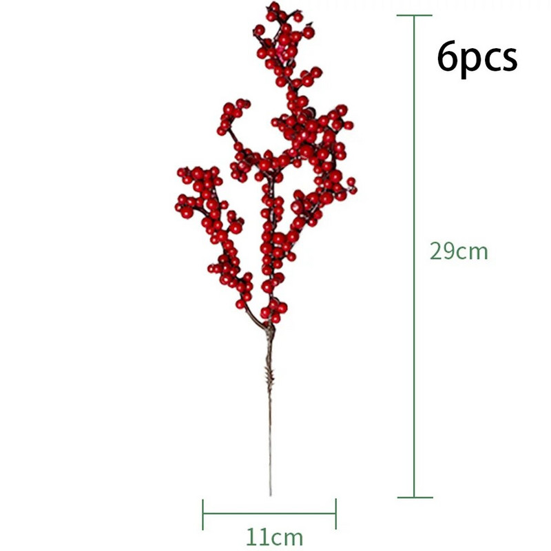 6 komada Umjetne božićne bobice Crvene pjenaste bobice Više vrsta grana za DIY Božićni vijenac Ukrasi za božićno drvce