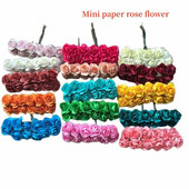 144gab Mini 2cm papīra rožu ziedu galvas pušķis, mākslīgs kāzu mājas dekorēšanai.