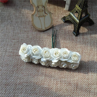 144gab Mini 2cm papīra rožu ziedu galvas pušķis, mākslīgs kāzu mājas dekorēšanai.