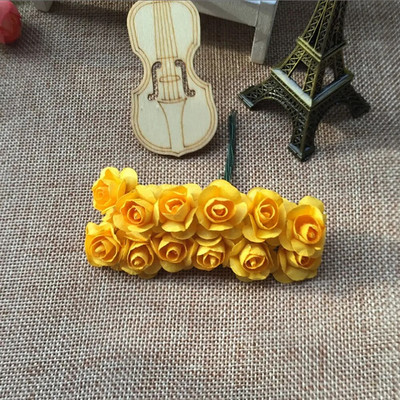 144gab Mini 2cm papīra rožu ziedu galvas pušķis, mākslīgs kāzu mājas dekorēšanai.
