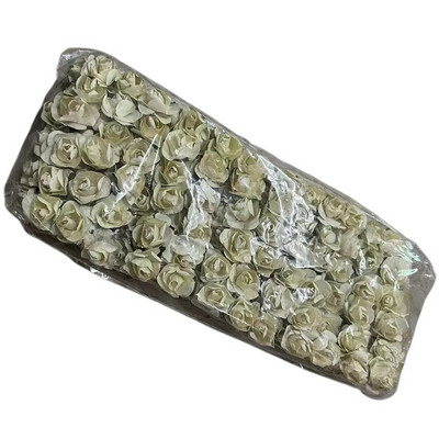 144gab Mini 2cm papīra rožu ziedu galvas pušķis, mākslīgs kāzu mājas dekorēšanai.
