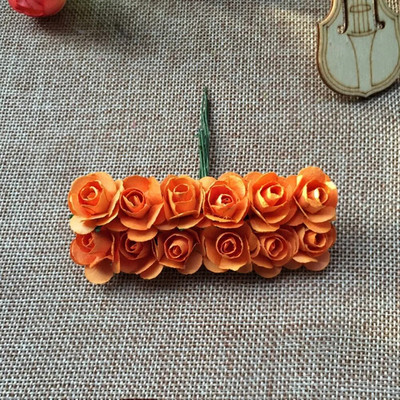144gab Mini 2cm papīra rožu ziedu galvas pušķis, mākslīgs kāzu mājas dekorēšanai.