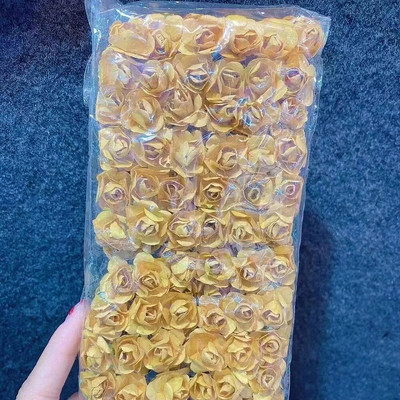 144gab Mini 2cm papīra rožu ziedu galvas pušķis, mākslīgs kāzu mājas dekorēšanai.