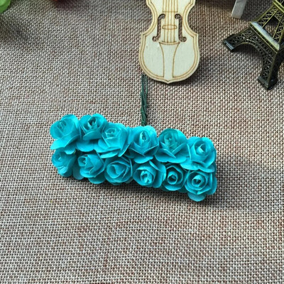 144gab Mini 2cm papīra rožu ziedu galvas pušķis, mākslīgs kāzu mājas dekorēšanai.