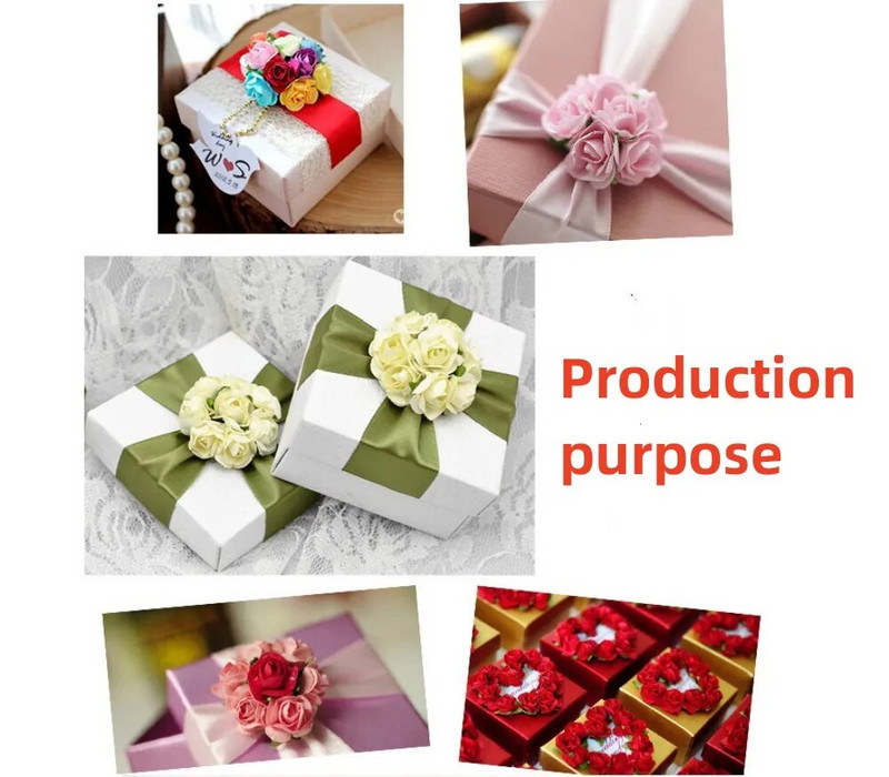 144gab Mini 2cm papīra rožu ziedu galvas pušķis, mākslīgs kāzu mājas dekorēšanai.