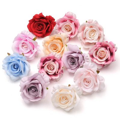 30PCS 5cm zakrivljeni rub ruže od umjetne svile cvjetne glavice vjenčane dekoracije DIY rođendanski vijenac Scrapbooking obrt lažno cvijeće