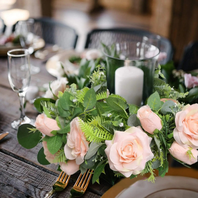 Umjetno cvijeće ruže od vinove loze 6,5 stopa lažna svilena ruža Viseći cvjetni vijenac Biljka bršljana za kućnu svadbu Dekoracija vrtnog zida