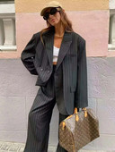 TRAF 2023 rudens ziemas bikšu komplekti Modes svītras, divdaļīgs sieviešu uzvalks, biroja žakešu komplekts, sieviete, 2 dab. sieviešu tērpi