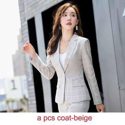 IZICFLY Jesenski stil Ružičasta karirana uredska radna odjeća Odjeća za žene Blazer Hlače Poslovna moda Elegantna odijela s hlačama