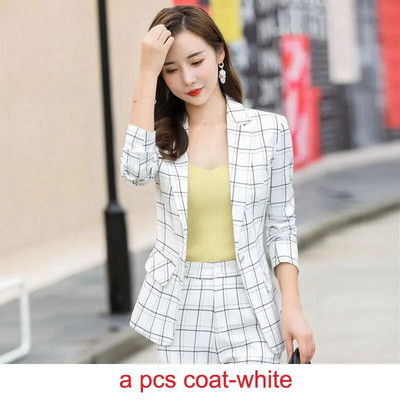 IZICFLY Jesenski stil Ružičasta karirana uredska radna odjeća Odjeća za žene Blazer Hlače Poslovna moda Elegantna odijela s hlačama