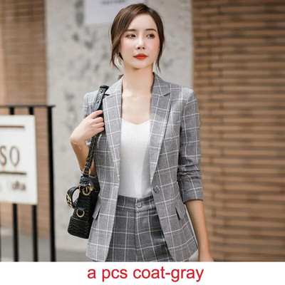 IZICFLY Jesenski stil Ružičasta karirana uredska radna odjeća Odjeća za žene Blazer Hlače Poslovna moda Elegantna odijela s hlačama